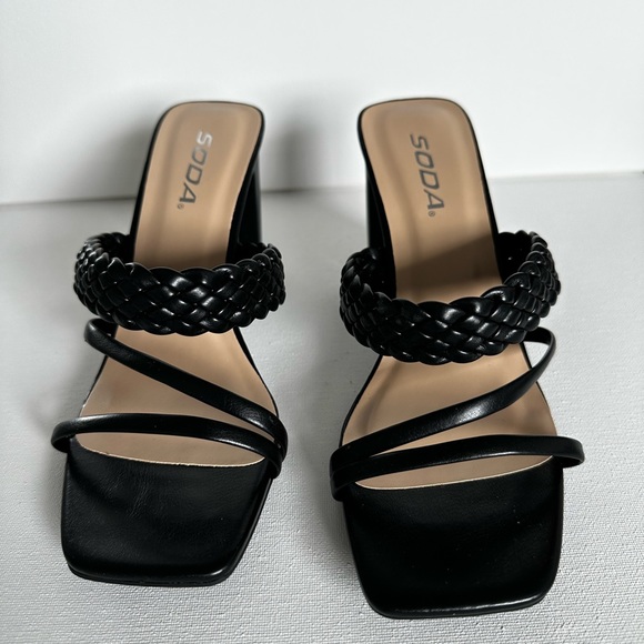 #21 New in box- Women's Braided Heeled Mules Square Toe Block Heel Sandals/ 7.5 - Picture 5 of 7